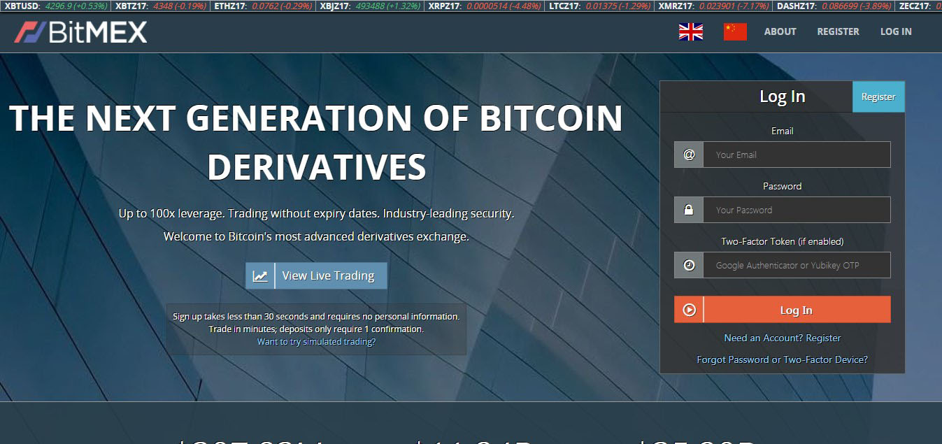 BitMEX Homepage