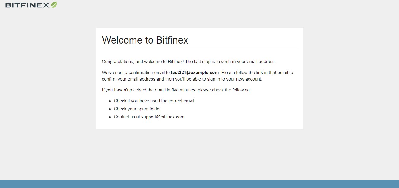 Bitfinex Email Confirmation